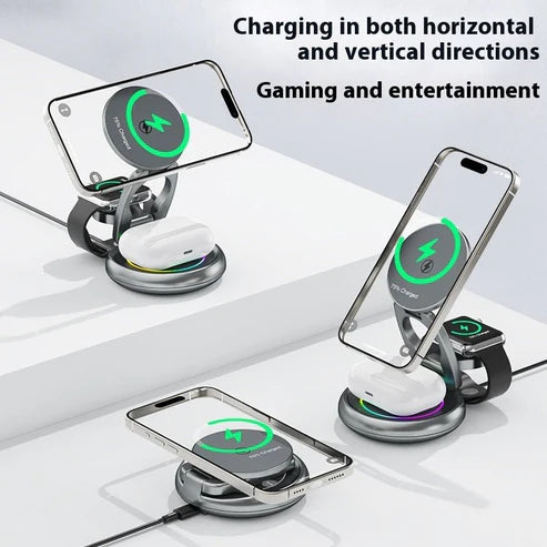 Metal 3 In 1 Wireless Rotatable Charger Bracket